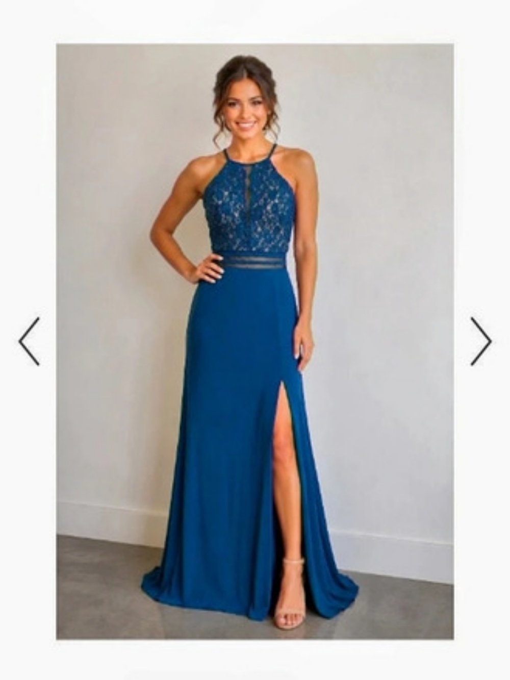 Morgan & Co. Women's Maxi Dress in Blue - Size 5/6